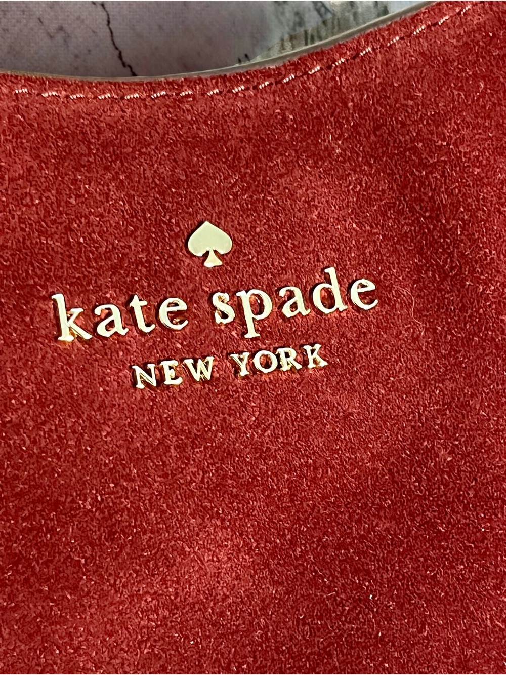 Kate Spade New York Burgundy Suede Hobo Shoulder Bag | Genuine Leather Trim - Picture 2 of 10